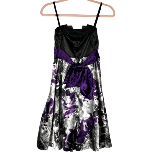 BCX Juniors Y2K Babydoll Party Dress Sz 3 Dark Floral Whimsigoth Event Gala Glam - Picture 2 of 9